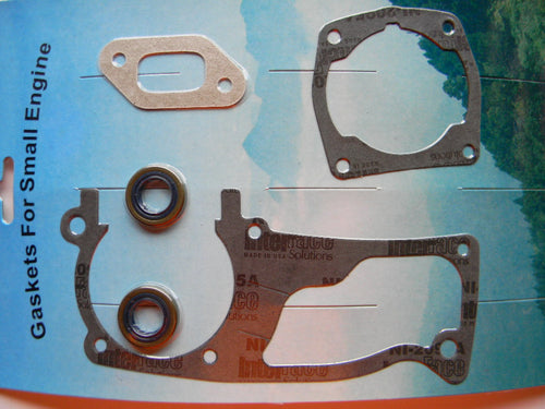 THH40358 GASKET SET = 5-PCS with Seals: Jonsered 2156,2159 / Husqvarna 357,359 OEM = 503-978501